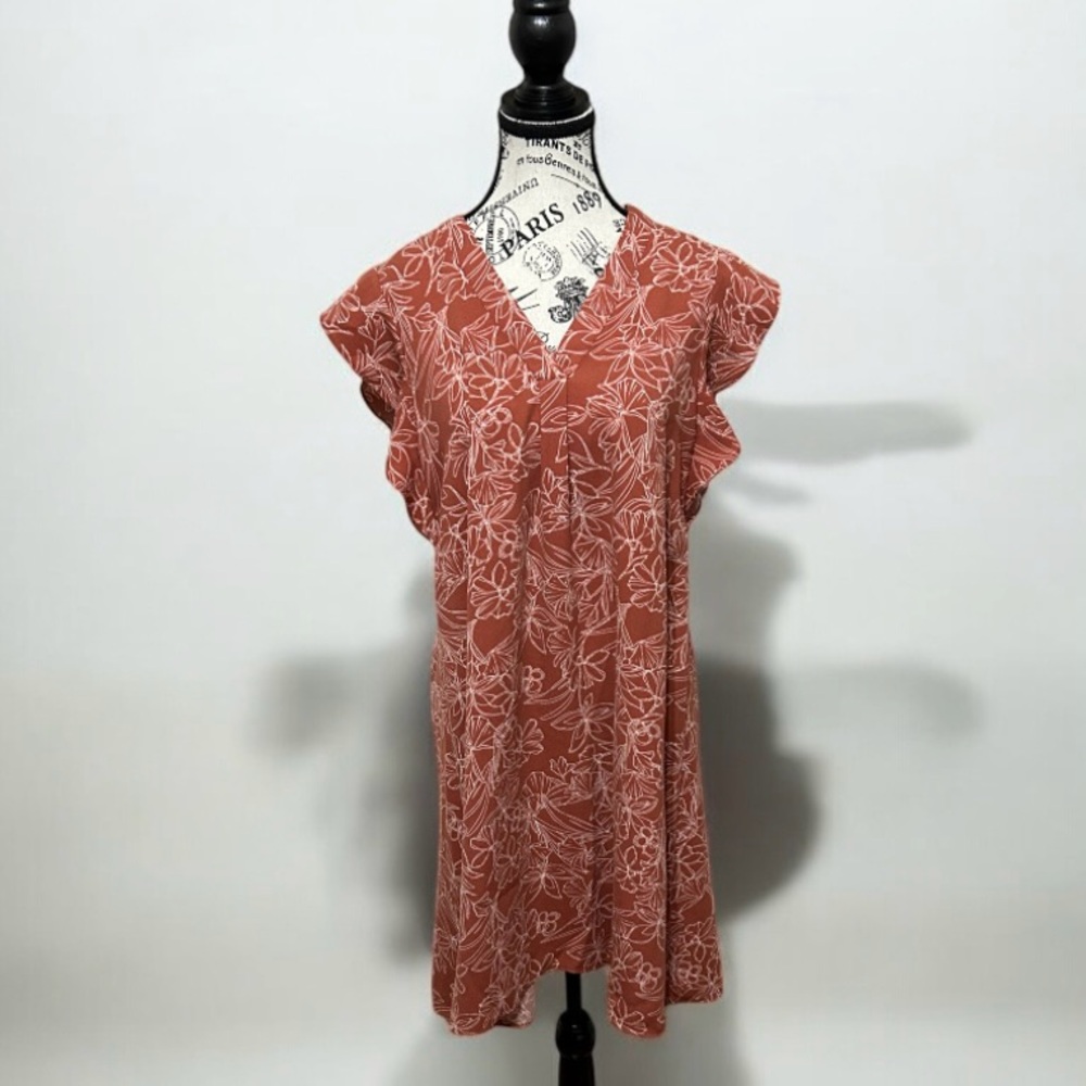 Halogen Ruffle Sleeve Shift Dress- Medium - Picture 2 of 8